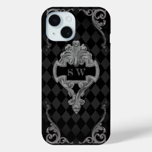 Steampunk Gothic Monogrammed iPhone 15 Case