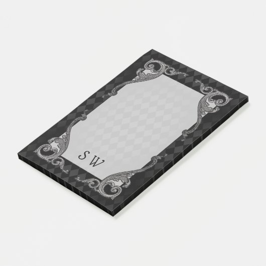 Steampunk Gothic Monogrammed Post-it® Notes (Schuin)
