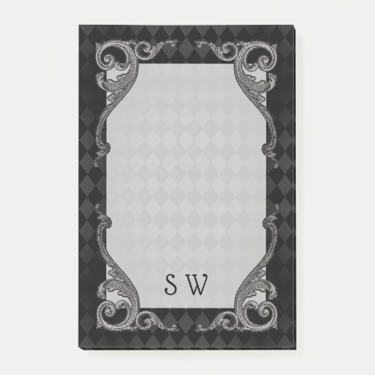 Steampunk Gothic Monogrammed Post-it® Notes (Voorkant)