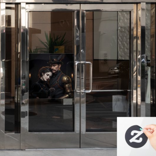 Steampunk Gothic Paar Raamsticker (Kantoordeur)