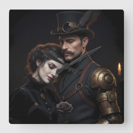 Steampunk Gothic Paar Vierkante Klok
