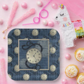 Steampunk gothic punk klokken & schedelpapier bord (Feest)