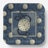 Steampunk gothic punk klokken & schedelpapier bord (Voorkant)