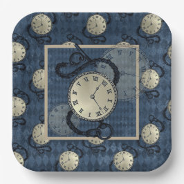 Steampunk gothic punk klokken & schedelpapier bord