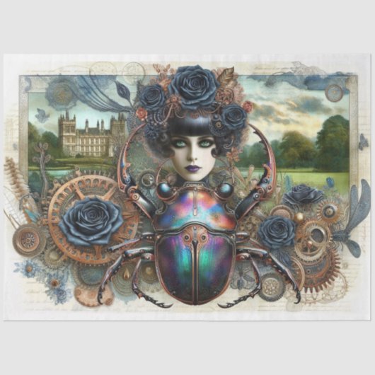 Steampunk Gothic Scarab Beetle Decoupage Tissuepapier (Voorkant)