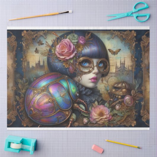 Steampunk Gothic Scarab Beetle Decoupage Tissuepapier (Craft)