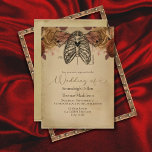 Steampunk Gothic Science Fiction Floral Wedding Kaart<br><div class="desc">Creëer is een unieke stijl met een steampunk, een fantasie bruiloft. Gothische science fiction human rib kooi met vlindervleugels en harten en bloemkool achtergrond. Op de achterkant rust een schedel met bloemen aan de onderkant met bloemen. Zowel op een , grunge achtergrond als de sjablonen die voor u worden gecreeerd....</div>