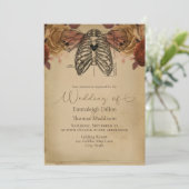 Steampunk Gothic Science Fiction Floral Wedding Kaart (Staand voorkant)