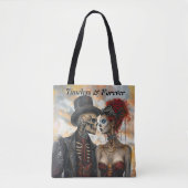 Steampunk Gothic Skeleton Couple Industrial Look Tote Bag (Voorkant)