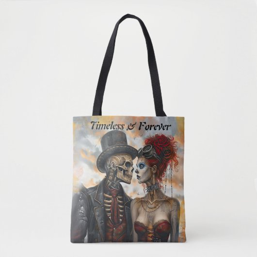 Steampunk Gothic Skeleton Couple Industrial Look Tote Bag (Voorkant)