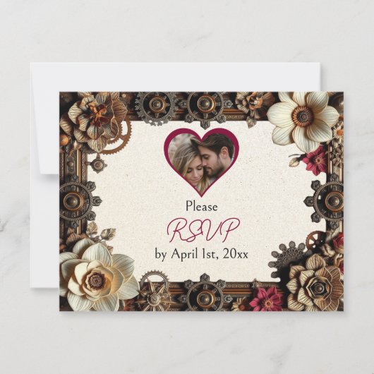Steampunk Gothic thema bruiloft RSVP (Voorkant)