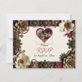 Steampunk Gothic thema bruiloft RSVP Kaartje (Voorkant)