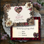 Steampunk Gothic thema bruiloft RSVP Kaartje