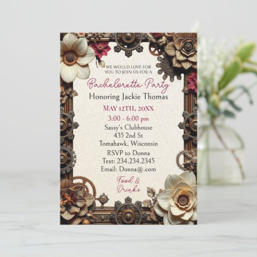 Steampunk Gothic thema vrijgezellenfeest Kaart (Staand voorkant)