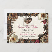 Steampunk Gothic Theme Wedding Save the Date (Voorkant)