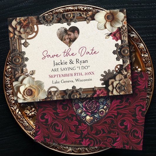 Steampunk Gothic Theme Wedding Save the Date