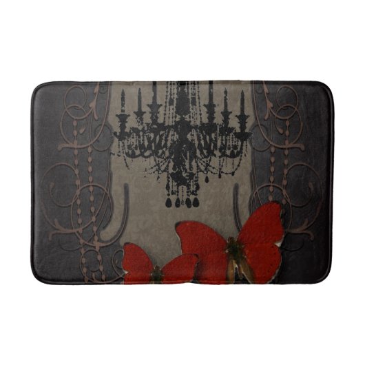 steampunk gothic vlinderparis  kroonluchter badmat (Voorkant)