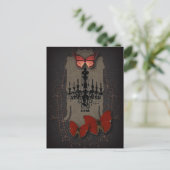 steampunk gothic vlinderparis  kroonluchter briefkaart (Staand voorkant)