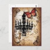 steampunk gothic vlinderparis  kroonluchter briefkaart (Voorkant / Achterkant)
