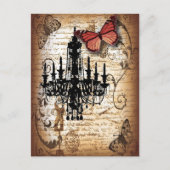 steampunk gothic vlinderparis  kroonluchter briefkaart (Voorkant)