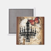 steampunk gothic vlinderparis  kroonluchter magneet (Voorkant / Achterkant)