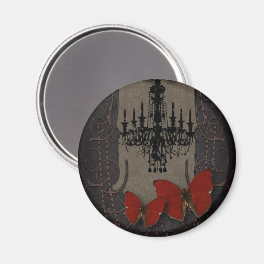 steampunk gothic vlinderparis  kroonluchter magneet (Voorkant / Achterkant)
