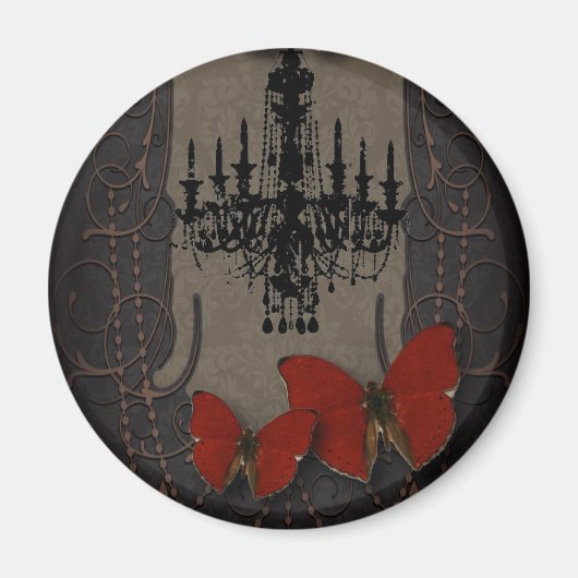 steampunk gothic vlinderparis  kroonluchter magneet (Voorkant)