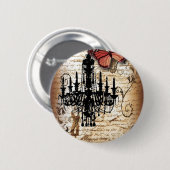 steampunk gothic vlinderparis  kroonluchter ronde button 5,7 cm (Voorkant /achterkant)