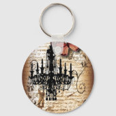 steampunk gothic vlinderparis  kroonluchter sleutelhanger (Voorkant)