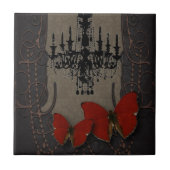 steampunk gothic vlinderparis  kroonluchter tegeltje (Voorkant)