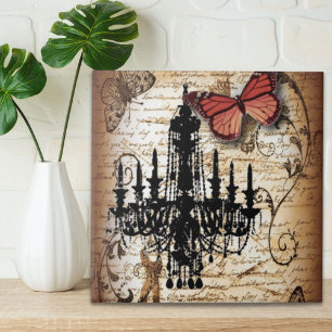 steampunk gothic vlinderparis  kroonluchter tegeltje