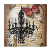 steampunk gothic vlinderparis  kroonluchter tegeltje (Voorkant)