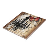steampunk gothic vlinderparis  kroonluchter tegeltje (Zijkant)