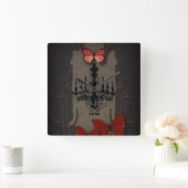 steampunk gothic vlinderparis  kroonluchter vierkante klok (Huis)