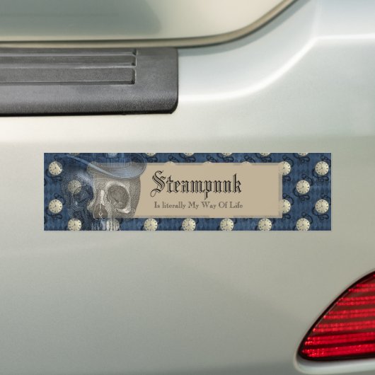 Steampunk gothische punk klokken en schedelbumper bumpersticker (Op auto)