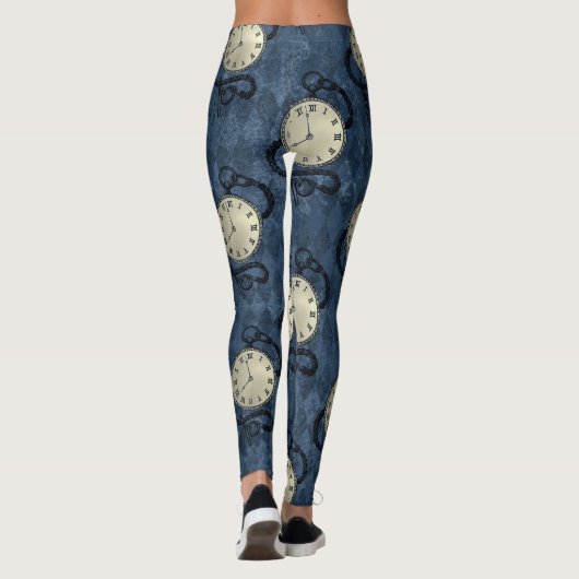 Steampunk gothische punk klokken en schedels T-S L Leggings (Achterkant)