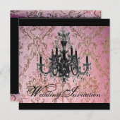 steampunk gotische damasten kroonluchter bruiloft kaart (Voorkant / Achterkant)