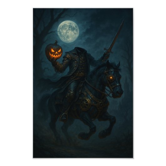 Steampunk gotische horror hoofdloze ruiter foto afdruk (Voorkant)
