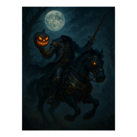 Steampunk gotische horror hoofdloze ruiter perfect poster (Voorkant)