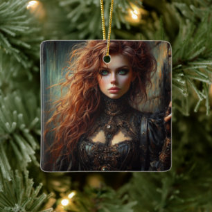 Steampunk gotische vrouw keramisch ornament