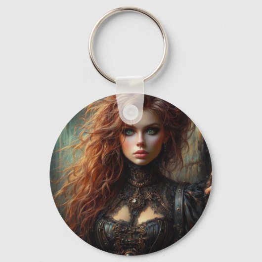 Steampunk gotische vrouw sleutelhanger (Voorkant)