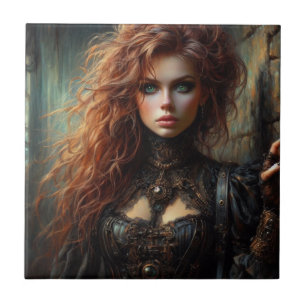 Steampunk gotische vrouw tegeltje