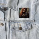 Steampunk gotische vrouw vierkante button 5,1 cm (In situ)