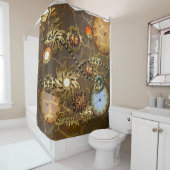 Steampunk gouden design douchegordijn (In situ)