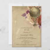 Steampunk Gouden Hete Luchtballon Bloemen Verjaard Kaart (Voorkant)