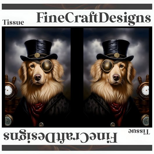 Steampunk Gouden Retriever Hoed Decoupage RL 138 Tissuepapier