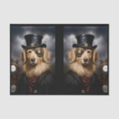 Steampunk Gouden Retriever Hoed Decoupage RL 138 Tissuepapier (Voorkant)