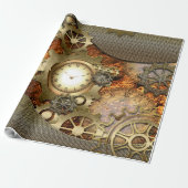 Steampunk, gouden vormgeving cadeaupapier (Uitgerold)