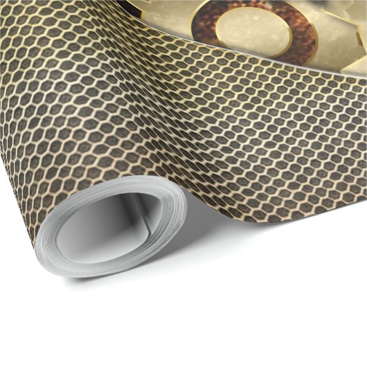Steampunk, gouden vormgeving cadeaupapier (Rol Hoek)