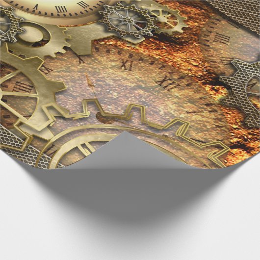 Steampunk, gouden vormgeving cadeaupapier (Hoek)